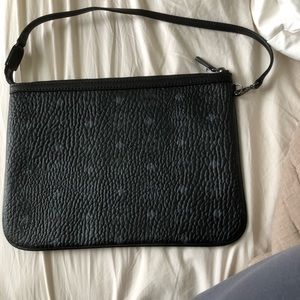 Black monogram MCM clutch